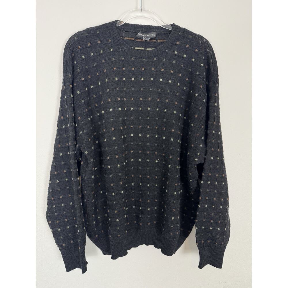 Wool Sweater Men’s XL Gray Crew Neck Retro Academia Robert Banks